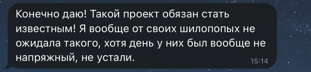 Скриншот переписки: Мама не ожидала такого от своих непосед — день был не напряжный